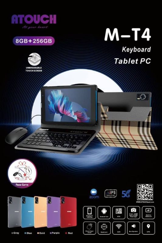 TABLETTE PC ATOUCH M-T4
8G0 RAM ET 256GO DE STOCKAGE