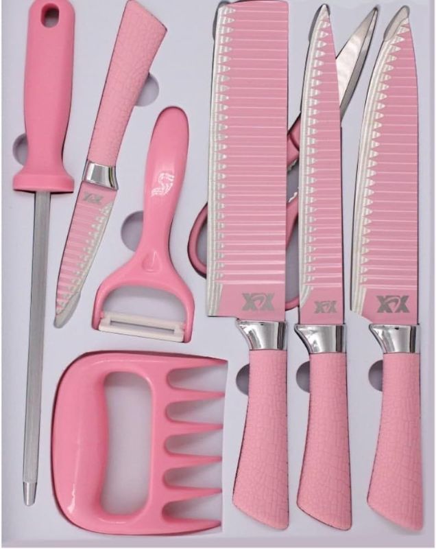 Ensemble de 8 couteaux de cuisine
pour barbecue avec griffe et aiguiseur