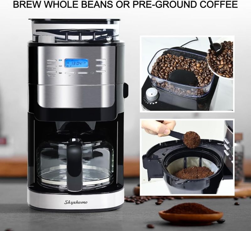 Machine A Café Expresso 2 En 1 
Cafetière à filtre 12 tasses avec moulin à café intégré