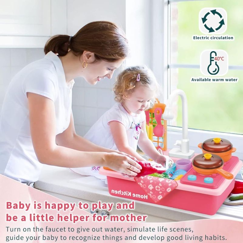 Jouets de Cuisine a Eau pour Enfants
pour garçons et filles (robinets automatiques fonctionnels améliorés)