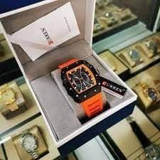 Montre Curren  à Quartz Tendance 
Pour Homme Couleur Orange
