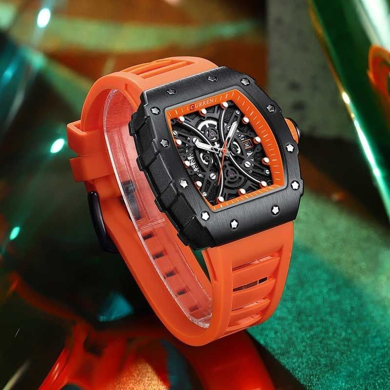 Montre Curren  à Quartz Tendance 
Pour Homme Couleur Orange