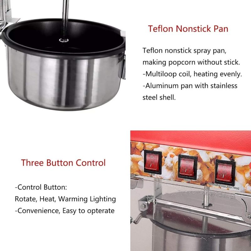 BGSFF Machine à Pop-Corn 
en Acier Inoxydable, pour Le Commerce et la Maison