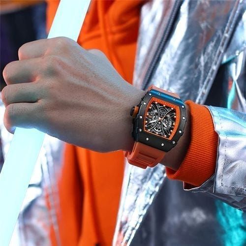 Montre Curren  à Quartz Tendance 
Pour Homme Couleur Orange