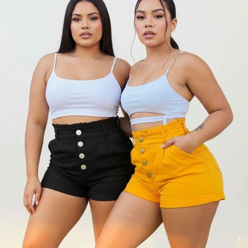 Shorts taille haute pour femme