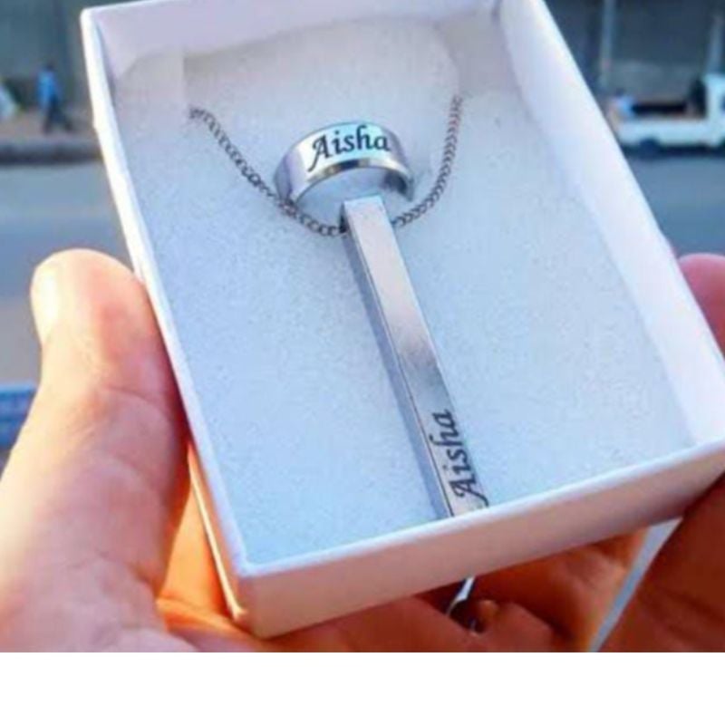 3D BAR NECKLACE + RING SET