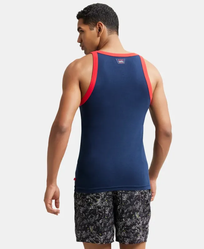 #US27 Super Combed Cotton Rib Square Neck Gym Vest Menswear