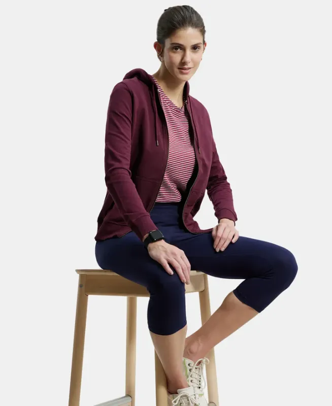 Super Combed Cotton French Terry Fabric Hoodie Jacket with Side Pockets #AW30 Women