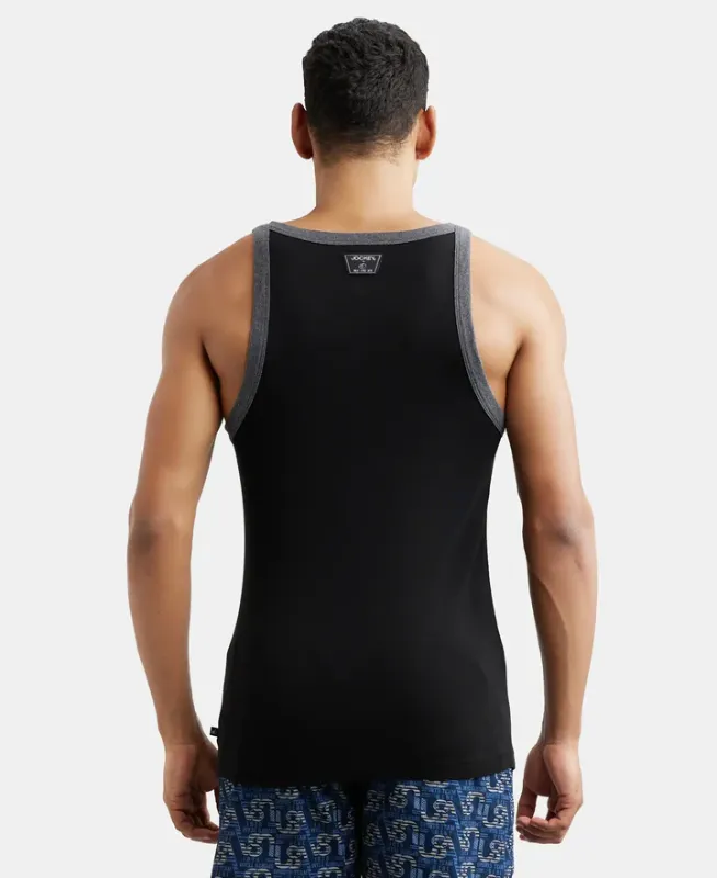 #US27 Super Combed Cotton Rib Square Neck Gym Vest Menswear