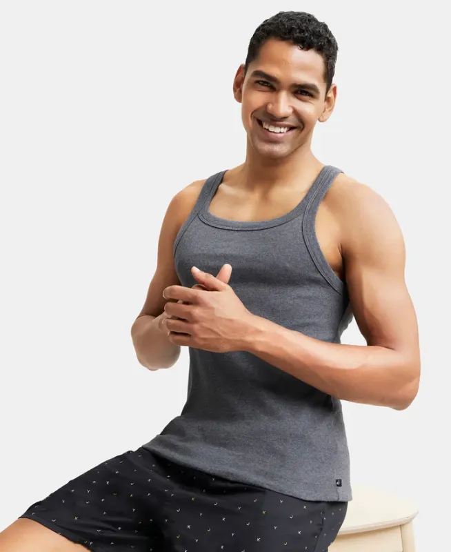 #US26 Super Combed Cotton Rib Square Neck Gym Vest Menswear
