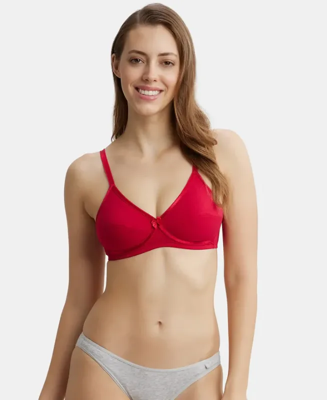 Wirefree Non Padded Super Combed Cotton Elastane Stretch Medium Coverage Cross Over Everyday Bra #1242 Women
