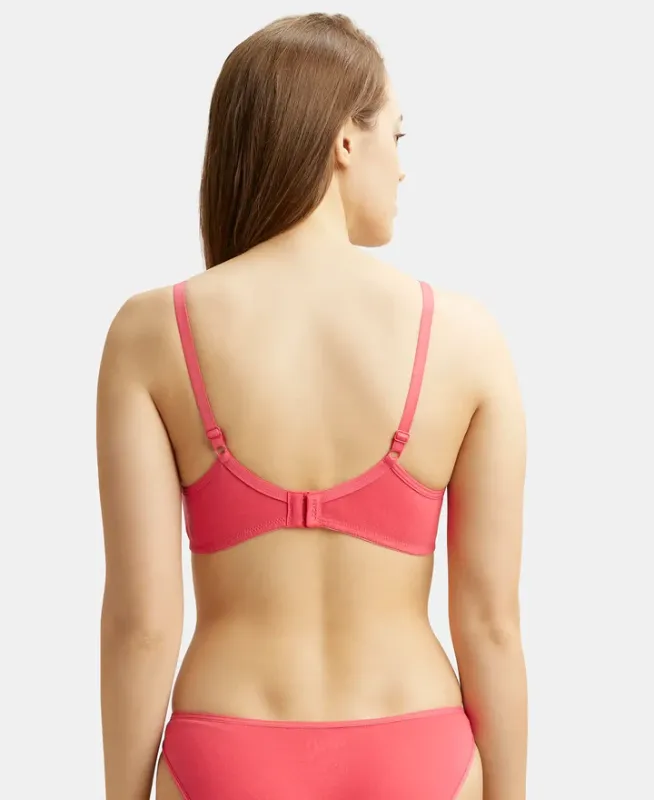 #1722 Wirefree Non Padded Super Combed Cotton Elastane Stretch Medium Coverage Everyday Bra with Concealed Shaper Panel Women