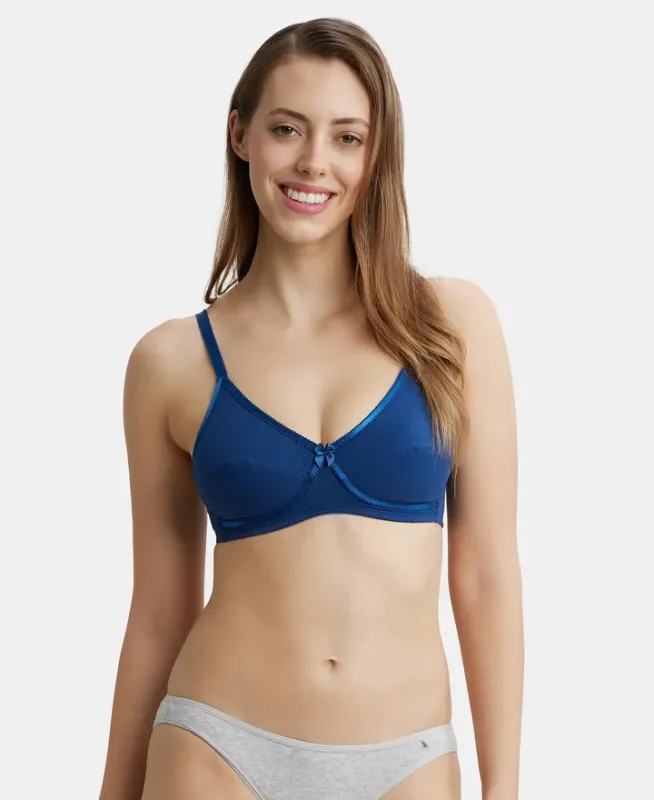Wirefree Non Padded Super Combed Cotton Elastane Stretch Medium Coverage Cross Over Everyday Bra #1242 Women