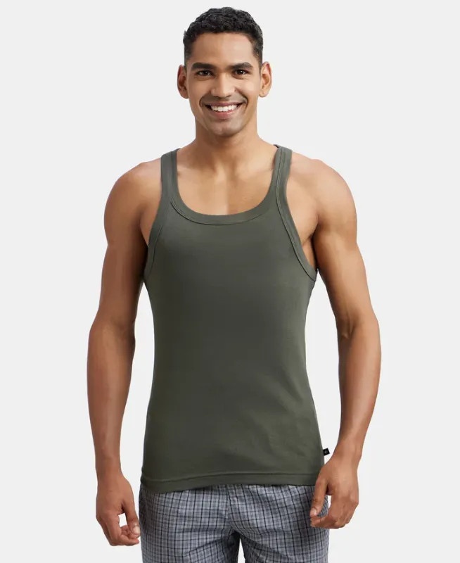 #US26 Super Combed Cotton Rib Square Neck Gym Vest Menswear