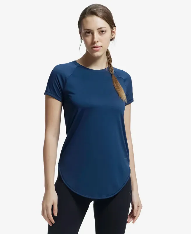 #MW62 Microfiber Fabric Relaxed Fit Solid Curved Hem Styled Half Sleeve T-Shirt Women