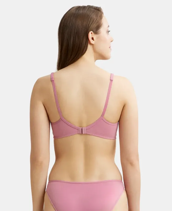 #1722 Wirefree Non Padded Super Combed Cotton Elastane Stretch Medium Coverage Everyday Bra with Concealed Shaper Panel Women