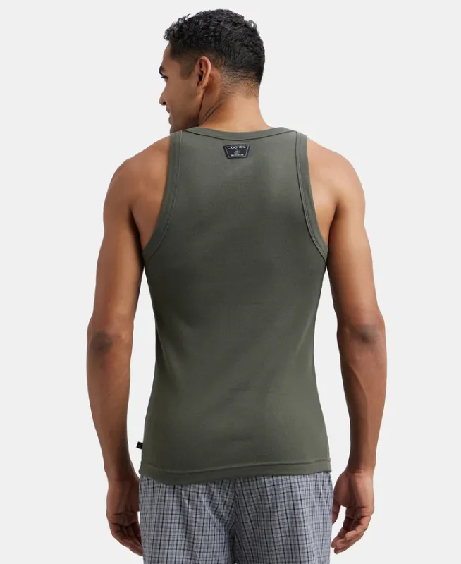 #US26 Super Combed Cotton Rib Square Neck Gym Vest Menswear
