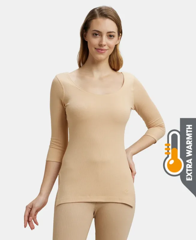 #2503 Extra Warmth Super Combed Cotton Rich Three Quarter Sleeve Thermal Top with StayWarm Technology Women