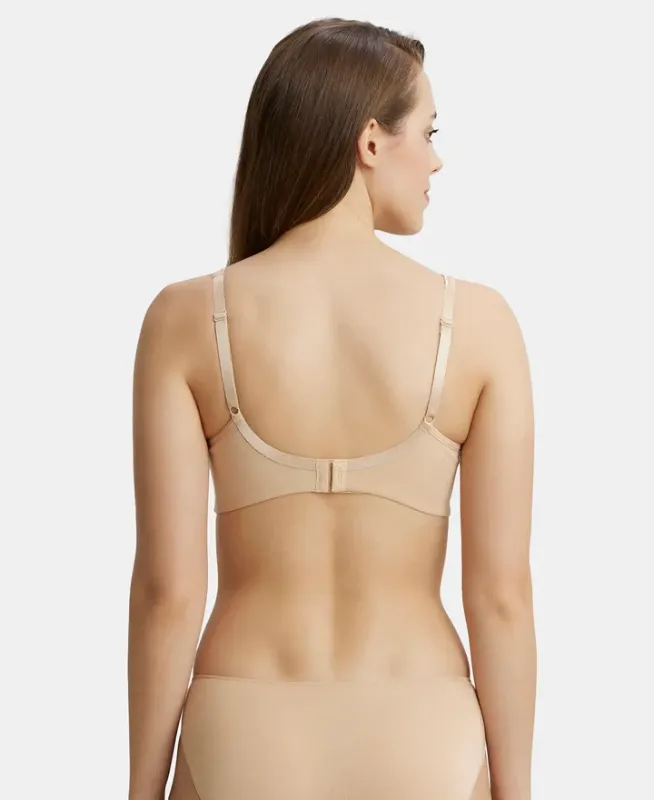 #FE41 Wirefree Non Padded Super Combed Cotton Elastane Stretch Full Coverage Everyday Bra with Concealed Shaper Panel Women