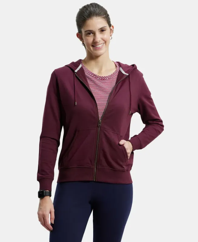 Super Combed Cotton French Terry Fabric Hoodie Jacket with Side Pockets #AW30 Women
