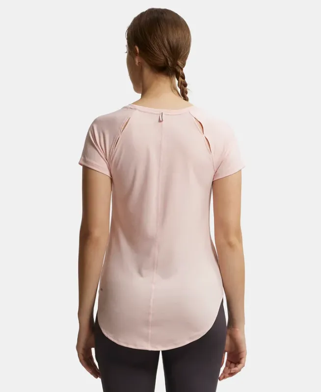#MW62 Microfiber Fabric Relaxed Fit Solid Curved Hem Styled Half Sleeve T-Shirt Women