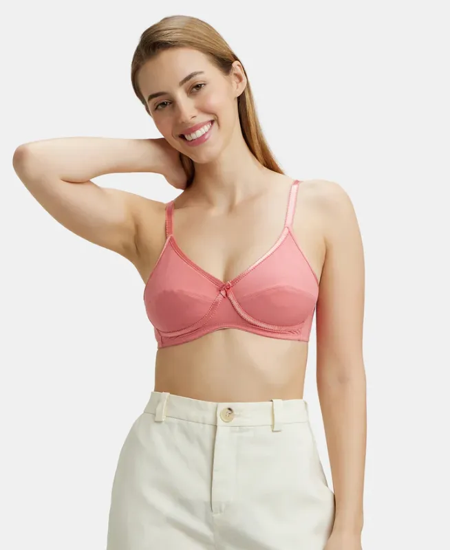 Wirefree Non Padded Super Combed Cotton Elastane Stretch Medium Coverage Cross Over Everyday Bra #1242 Women