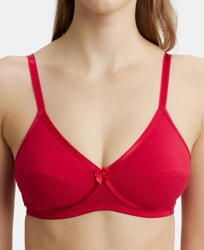 Wirefree Non Padded Super Combed Cotton Elastane Stretch Medium Coverage Cross Over Everyday Bra #1242 Women