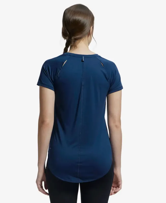 #MW62 Microfiber Fabric Relaxed Fit Solid Curved Hem Styled Half Sleeve T-Shirt Women