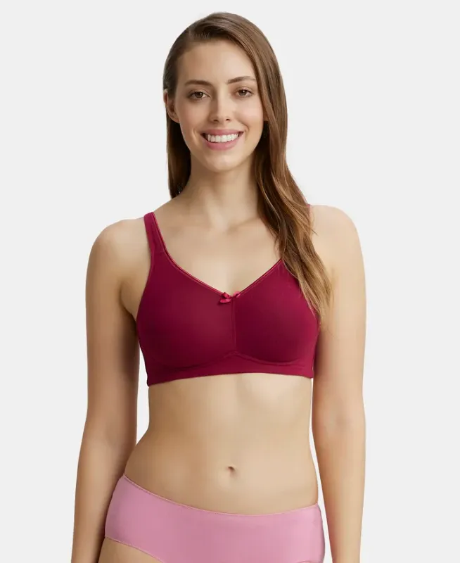 #FE41 Wirefree Non Padded Super Combed Cotton Elastane Stretch Full Coverage Everyday Bra with Concealed Shaper Panel Women