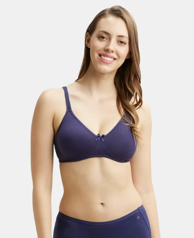 #1722 Wirefree Non Padded Super Combed Cotton Elastane Stretch Medium Coverage Everyday Bra with Concealed Shaper Panel Women