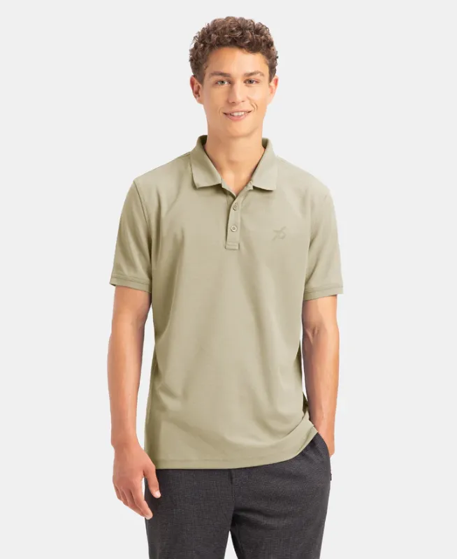 #AM38 Microfiber Fabric Solid Half Sleeve Polo T-Shirt with StayDry & StayFresh Technology Menswear