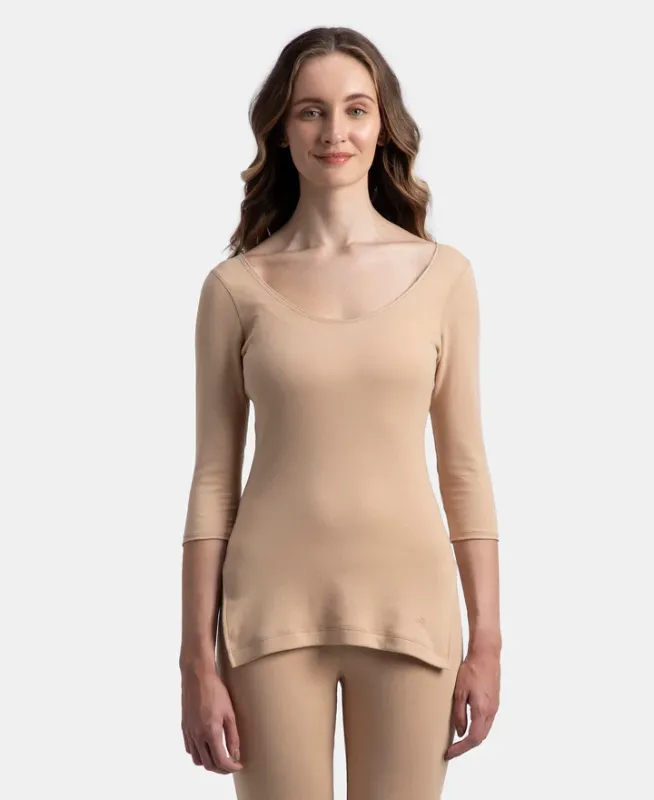 #2543 Super Warmth Super Combed Cotton Rich Brushed Three Quarter Sleeve Thermal Top with StayWarm Technology Women