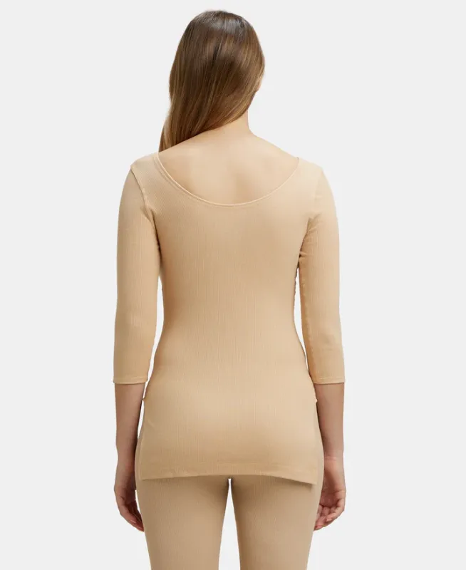 #2503 Extra Warmth Super Combed Cotton Rich Three Quarter Sleeve Thermal Top with StayWarm Technology Women