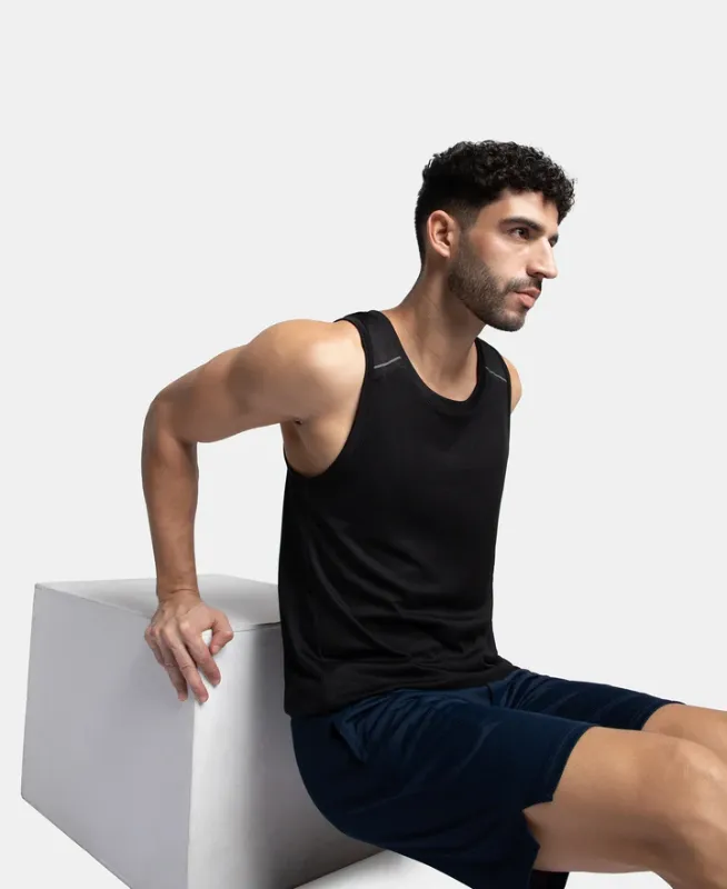 #MV57 Lightweight Microfiber Solid Tank Top with Breathable Mesh Menswear