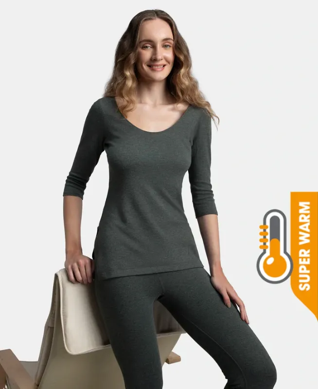 #2543 Super Warmth Super Combed Cotton Rich Brushed Three Quarter Sleeve Thermal Top with StayWarm Technology Women