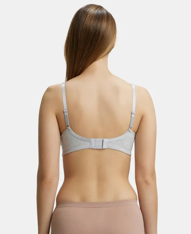 #FE41 Wirefree Non Padded Super Combed Cotton Elastane Stretch Full Coverage Everyday Bra with Concealed Shaper Panel Women