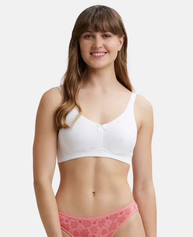 #FE41 Wirefree Non Padded Super Combed Cotton Elastane Stretch Full Coverage Everyday Bra with Concealed Shaper Panel Women