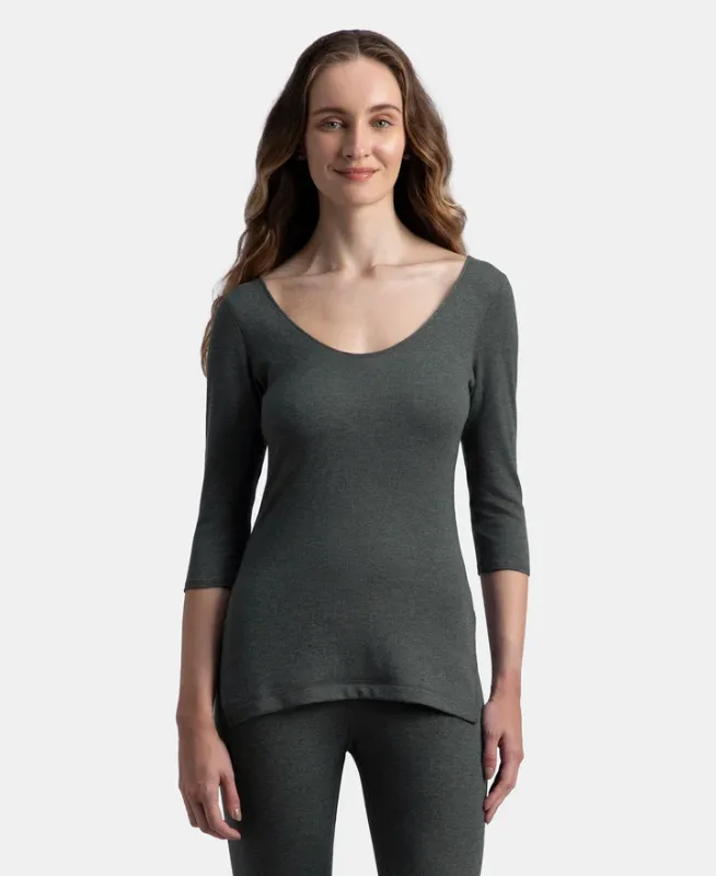 #2543 Super Warmth Super Combed Cotton Rich Brushed Three Quarter Sleeve Thermal Top with StayWarm Technology Women