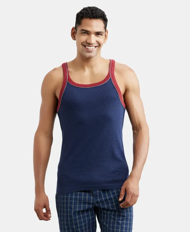 #US54 Super Combed Cotton Rib Square Neck Gym Vest with Graphic Print Menswear