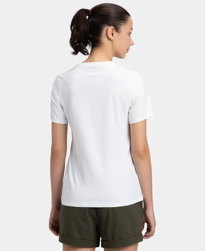 Super Combed Cotton Elastane Stretch Regular Fit Solid V Neck Half Sleeve T-Shirt #1359 Women