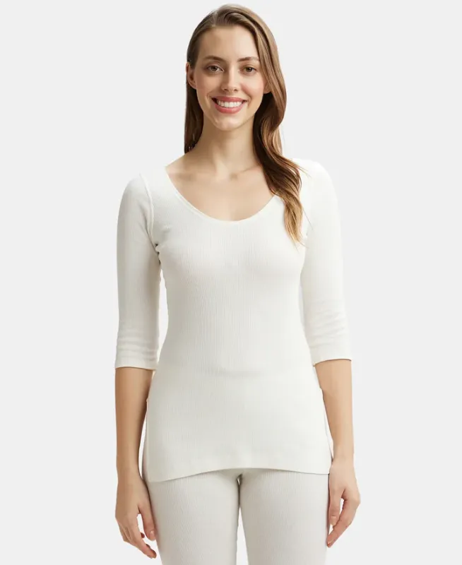#2503 Extra Warmth Super Combed Cotton Rich Three Quarter Sleeve Thermal Top with StayWarm Technology Women