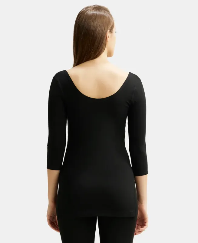 #2511 Warmth Soft Touch Microfiber Elastane Stretch Three Quarter Sleeve Thermal Top with StayWarm Technology Women