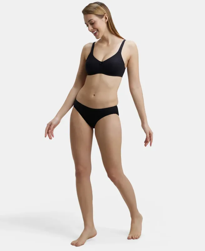 #1250 Wirefree Non Padded Super Combed Cotton Elastane Stretch Full Coverage Everyday Bra with Contoured Shaper Panel and Adjustable Straps Women