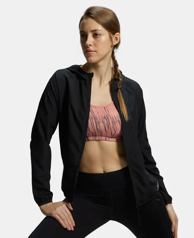 #MW50 Microfiber Fabric Relaxed Fit Raglan Styled Water Resistant Hoodie Jacket Women
