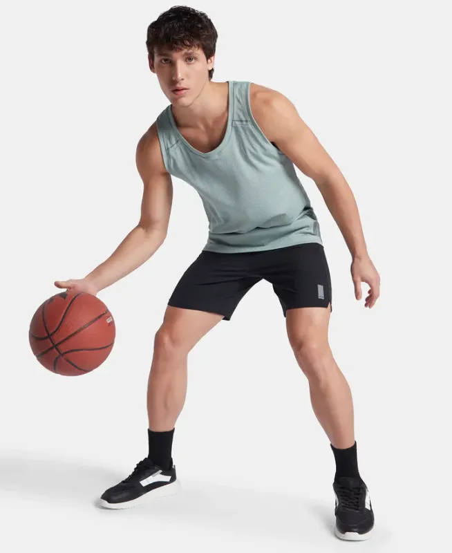 #MV57 Lightweight Microfiber Solid Tank Top with Breathable Mesh Menswear