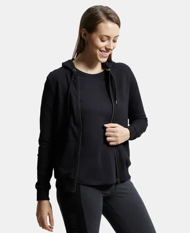 Super Combed Cotton French Terry Fabric Hoodie Jacket with Side Pockets #AW30 Women