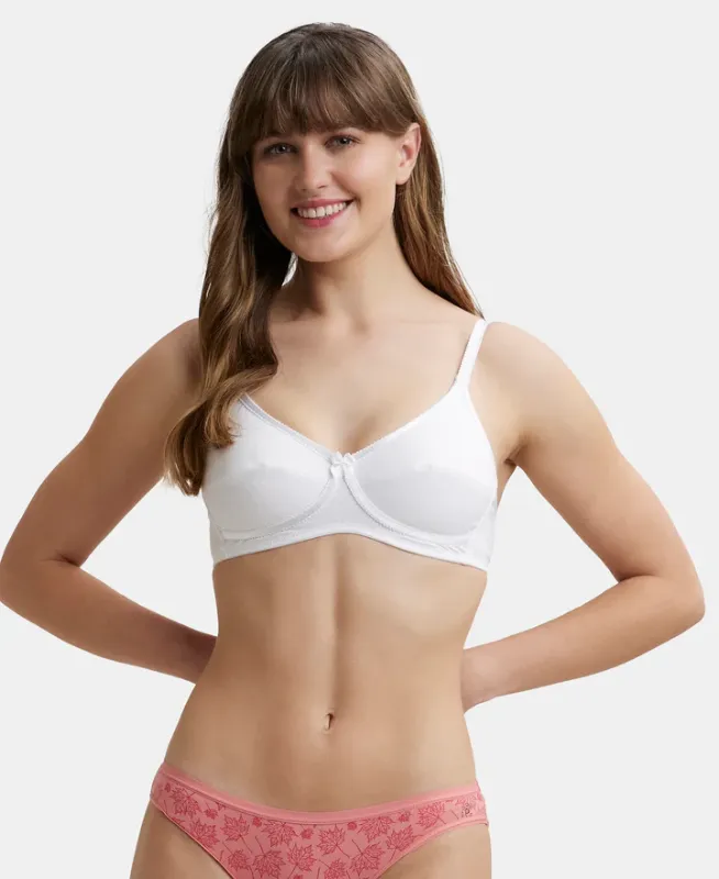 Wirefree Non Padded Super Combed Cotton Elastane Stretch Medium Coverage Cross Over Everyday Bra #1242 Women