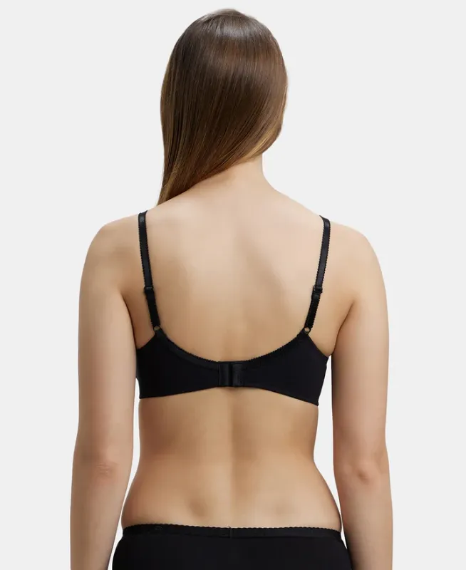 #1250 Wirefree Non Padded Super Combed Cotton Elastane Stretch Full Coverage Everyday Bra with Contoured Shaper Panel and Adjustable Straps Women