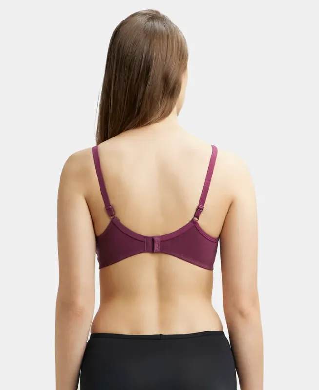 #1722 Wirefree Non Padded Super Combed Cotton Elastane Stretch Medium Coverage Everyday Bra with Concealed Shaper Panel Women