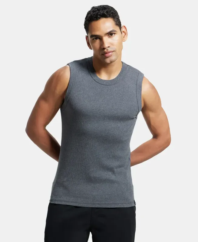 #9930 Super Combed Cotton Rib Solid Round Neck Muscle Vest Menswear